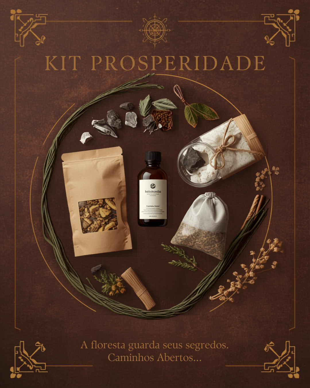 Kit Prosperidade Caminhos Abertos - montagem alternativa com os 4 componentes do ritual