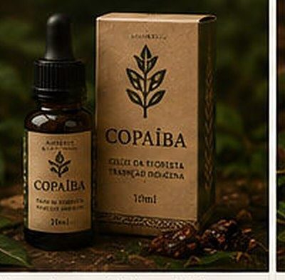 Frasco e caixa de óleo de Copaíba Segredos da Floresta